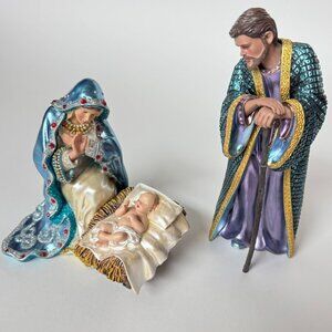Hawthorne Village Jeweled Nativity Mary Joseph and Baby Jesus Christmas Collect.